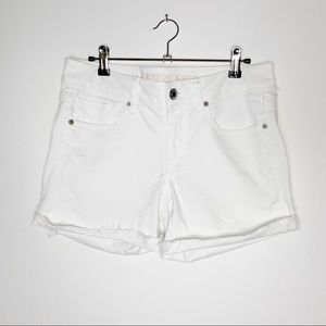 American Eagle White Midi Shorts